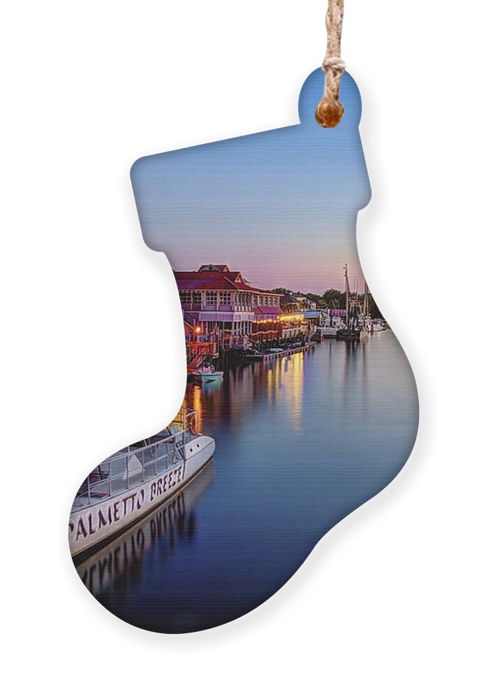 Shem Creek Ornament featuring the photograph Sunset at Shem Creek by Shelia Hunt