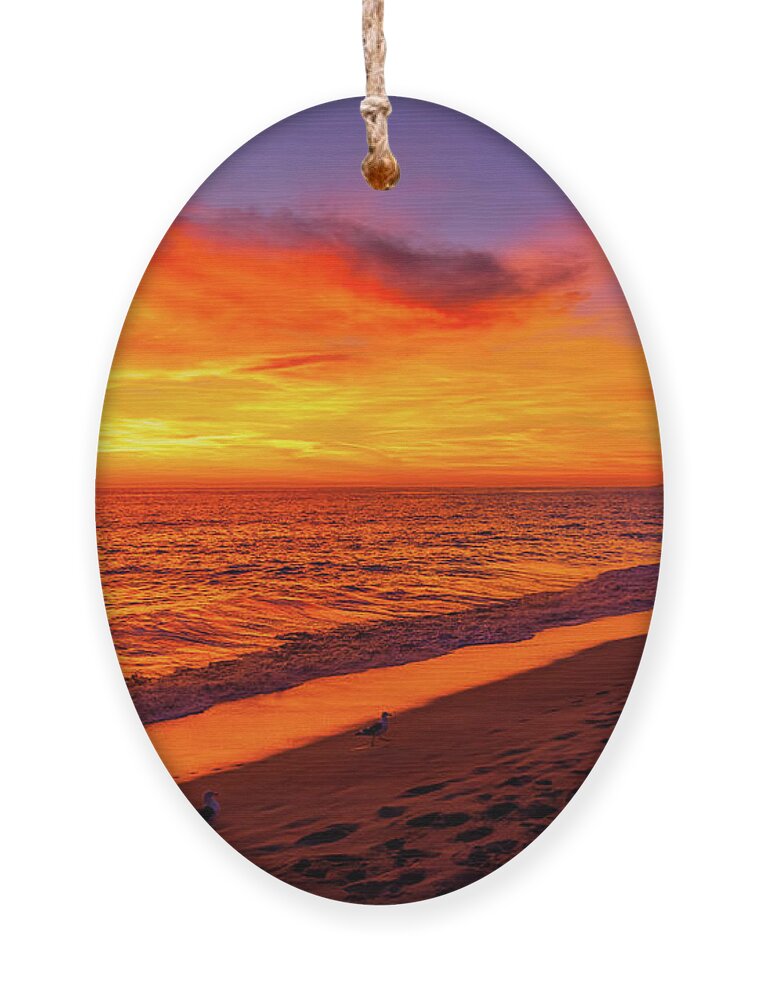 Zuma Beach Ornament featuring the photograph Sunset at Zuma Beach, CA by Rich Cruse