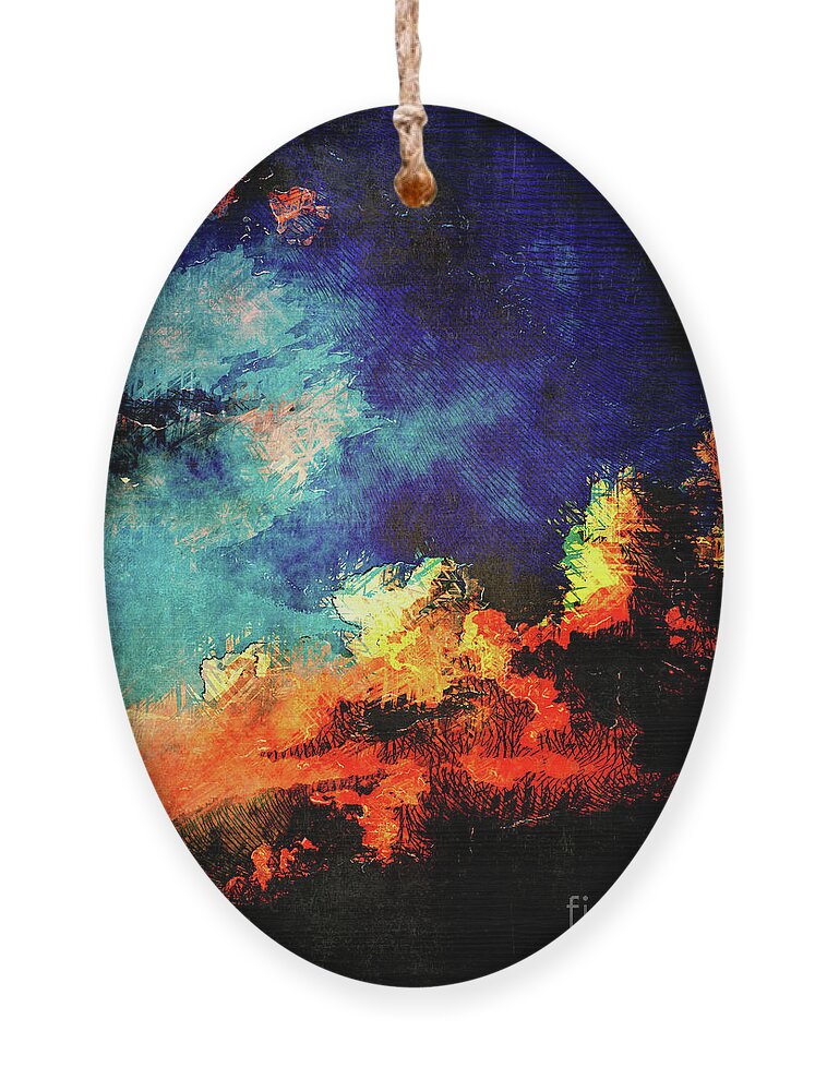 Sunset Ornament featuring the digital art Sunset Clouds by Phil Perkins