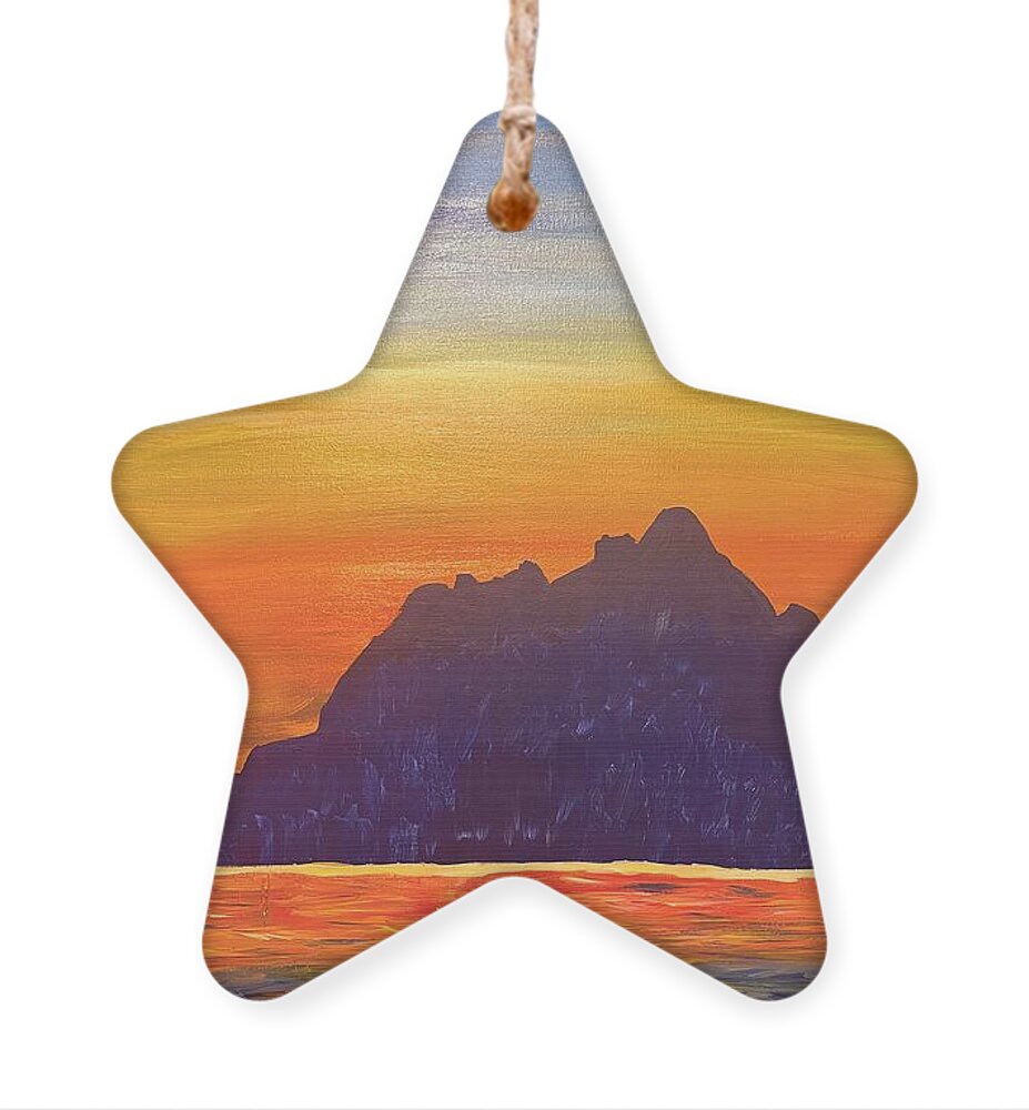 Sunset Ornament featuring the painting Sunset on Abiquiu Lake by Christina Wedberg