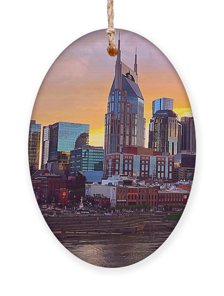 Nashville Ornament featuring the photograph Sunset on Music City by Lee Darnell