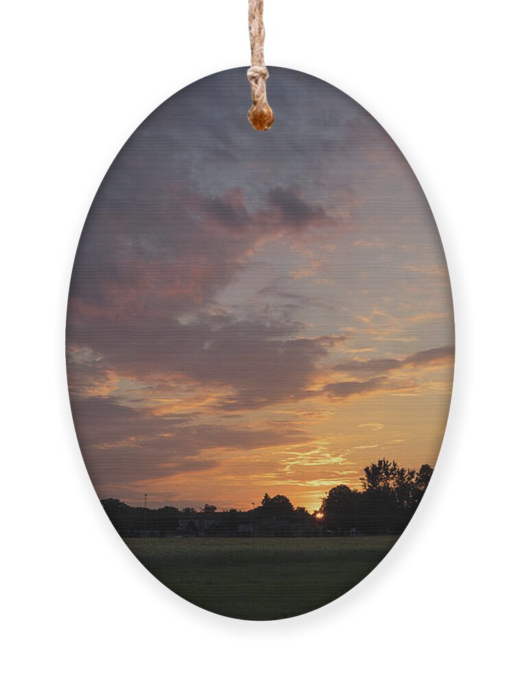Sunset Ornament featuring the photograph Sunset at the edge of the forest 2 by Adriana Mueller