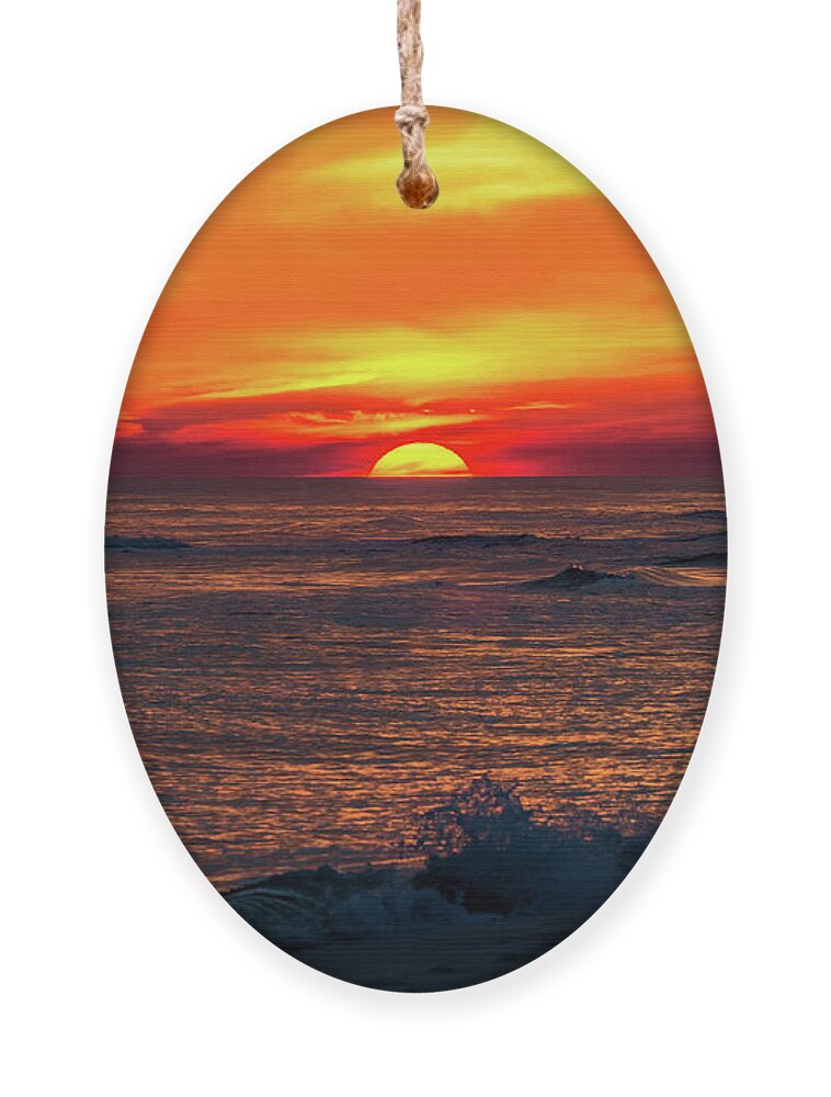 Sun Ornament featuring the photograph Sunset on the Horizon, Perdido Key, Florida by Beachtown Views