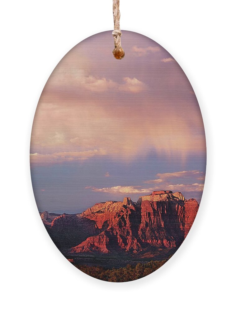 North America Ornament featuring the photograph Sunset on West Temple Zion National Park by Dave Welling