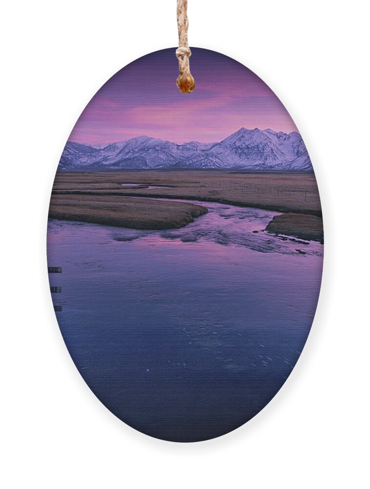 Quiet Ornament featuring the photograph Serene Afterglow of Winter Sunset by Bonnie Colgan