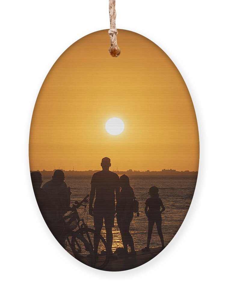 Sunset Ornament featuring the photograph Sunset over Tampa Bay in Silhouette by L Bosco