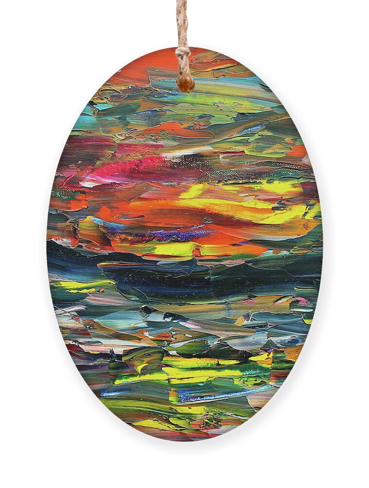 Ocean Ornament featuring the painting Sunset Sail by Teresa Moerer