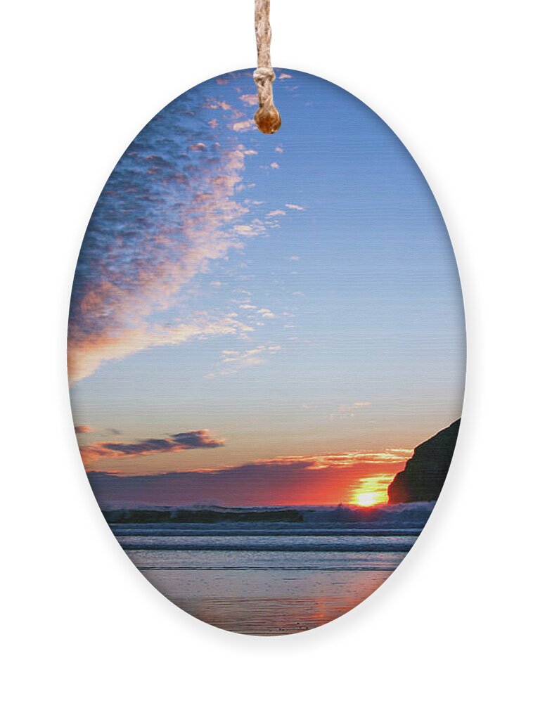 Pacific Northwest Ornament featuring the photograph Sunset Surfer by Leslie Struxness