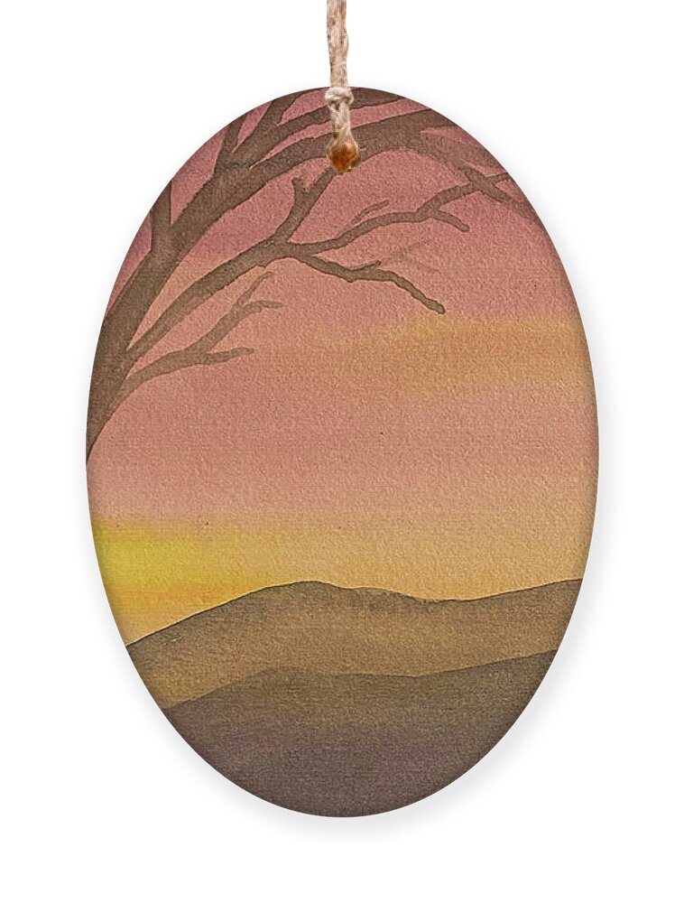 Sunset Ornament featuring the painting Sunset Tree by Lisa Neuman