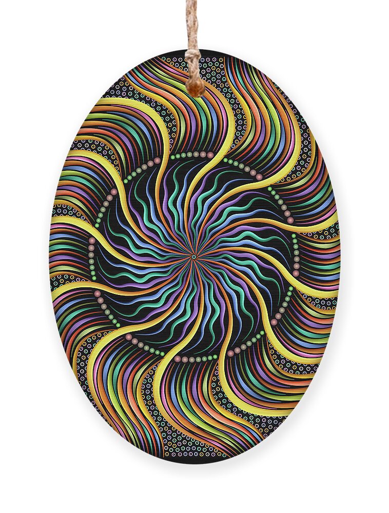 Illuminated Mandala Ornament featuring the digital art Sunshine Circle Dot Twist by Becky Titus