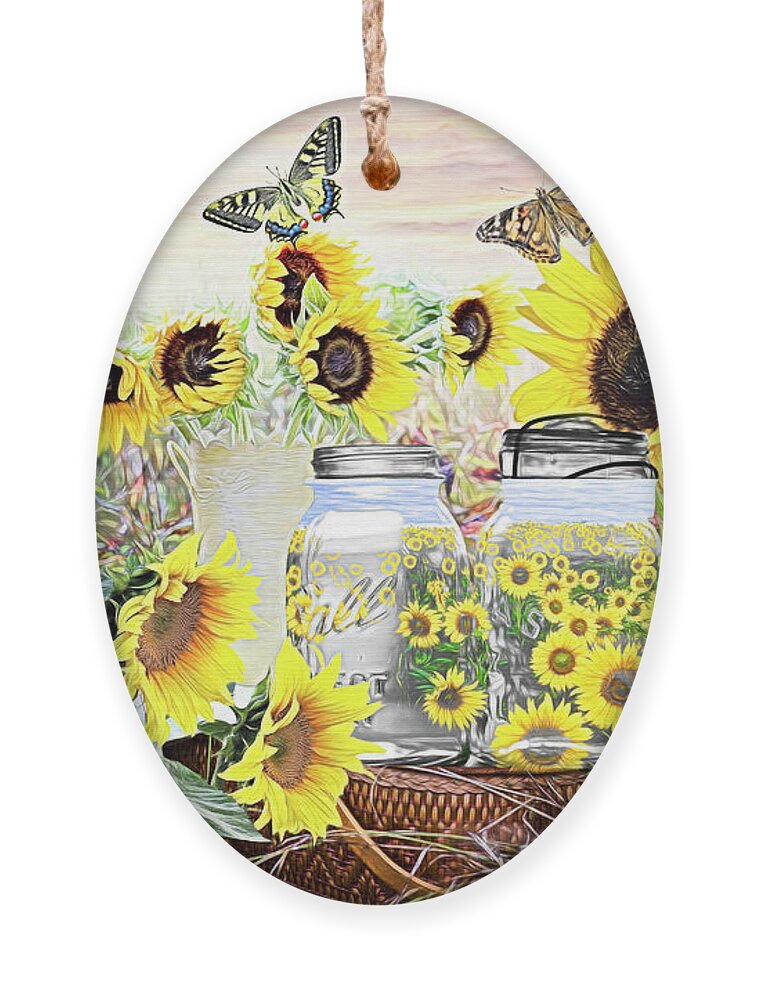 Spring Ornament featuring the photograph Sunshine in a Jar Painting by Debra and Dave Vanderlaan