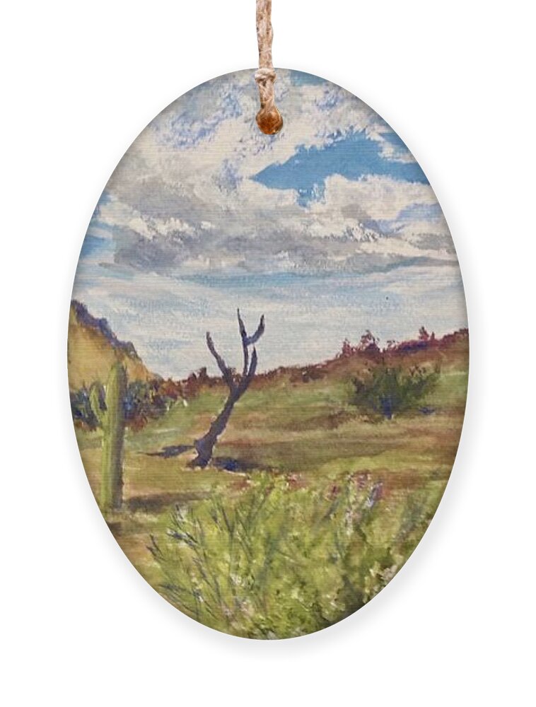 Arizona Ornament featuring the painting Superstition Skies by Cheryl Wallace