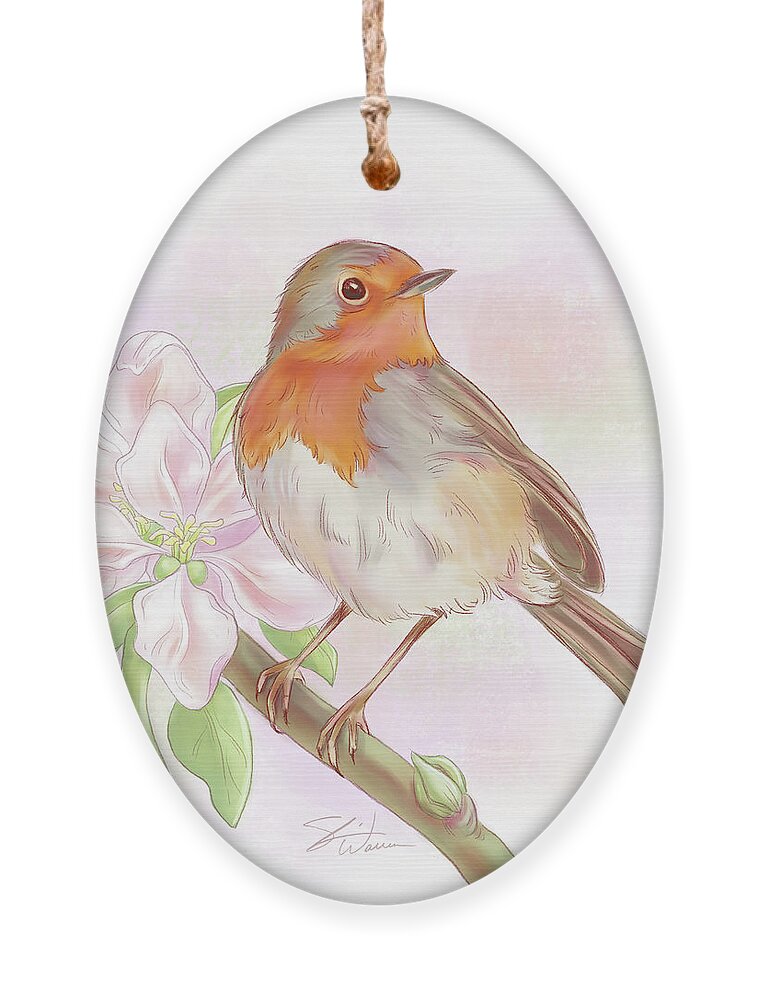 Robin Ornament featuring the mixed media Sweet Little Robin by Shari Warren