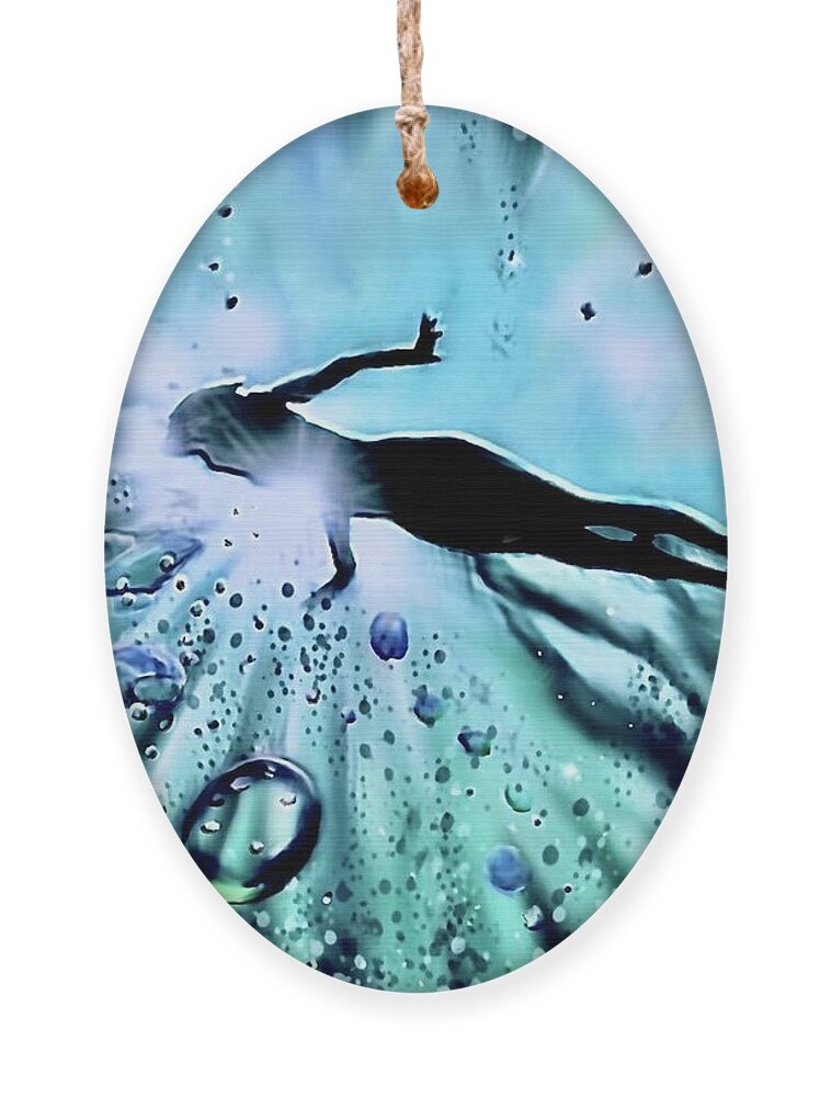 Sport Ornament featuring the digital art Swimmer and Bubbles by Darren Cannell
