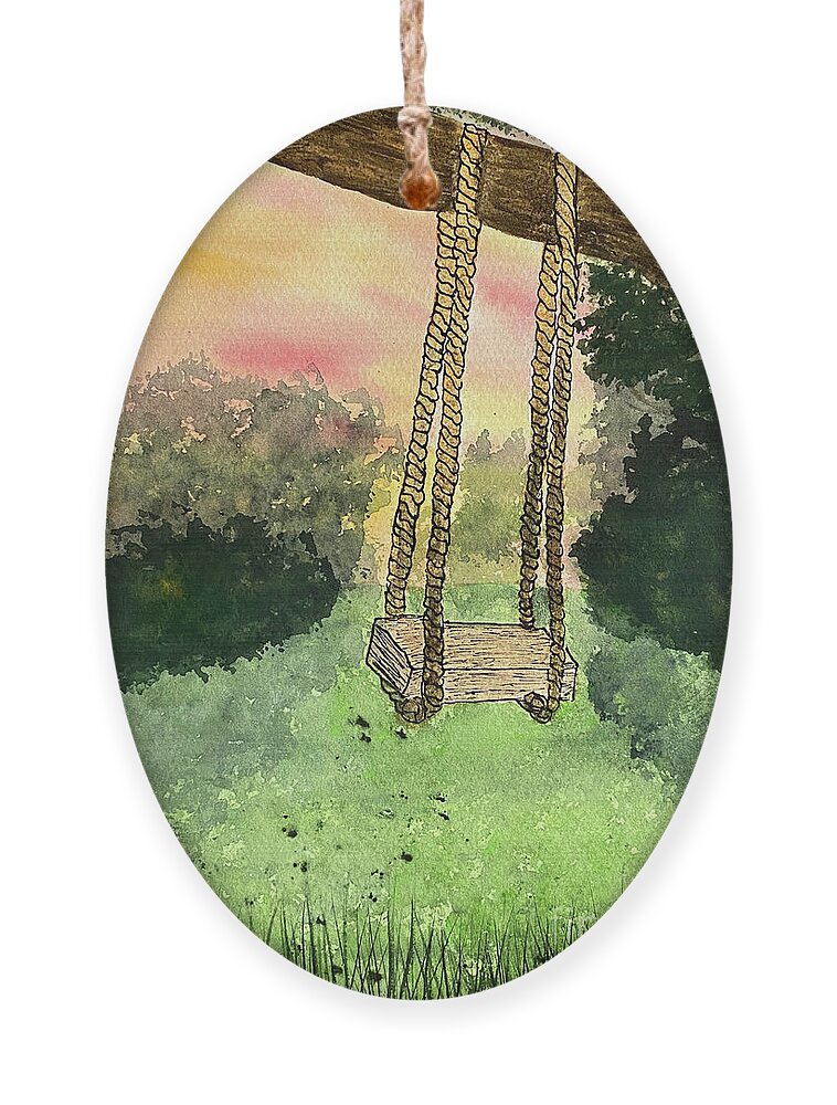 Swing Ornament featuring the mixed media Swing by Lisa Neuman
