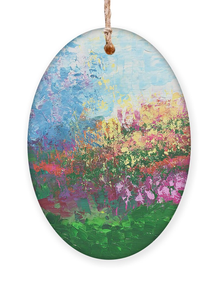 Swiss Ornament featuring the painting Swiss Meadow by Linda Bailey