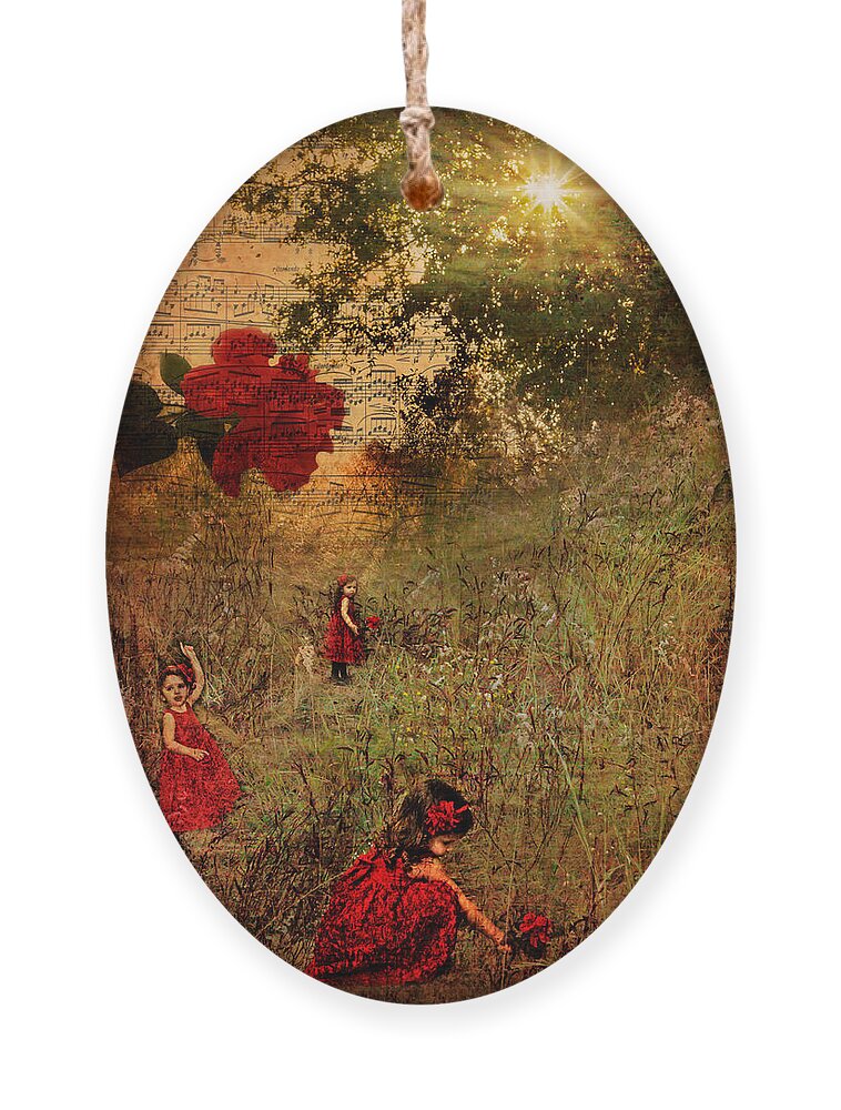  Ornament featuring the photograph Sydney and the Red Flower by Shara Abel