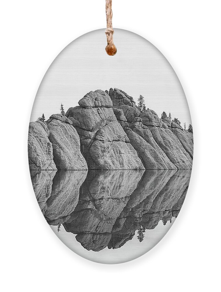 Sylvan Lake Reflections Ornament featuring the photograph Sylvan Lake Reflections Black And White by Dan Sproul
