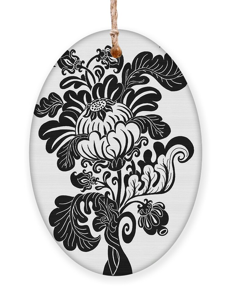 Flower Ornament featuring the drawing Tapestry Flower Ink 6 by Amy E Fraser