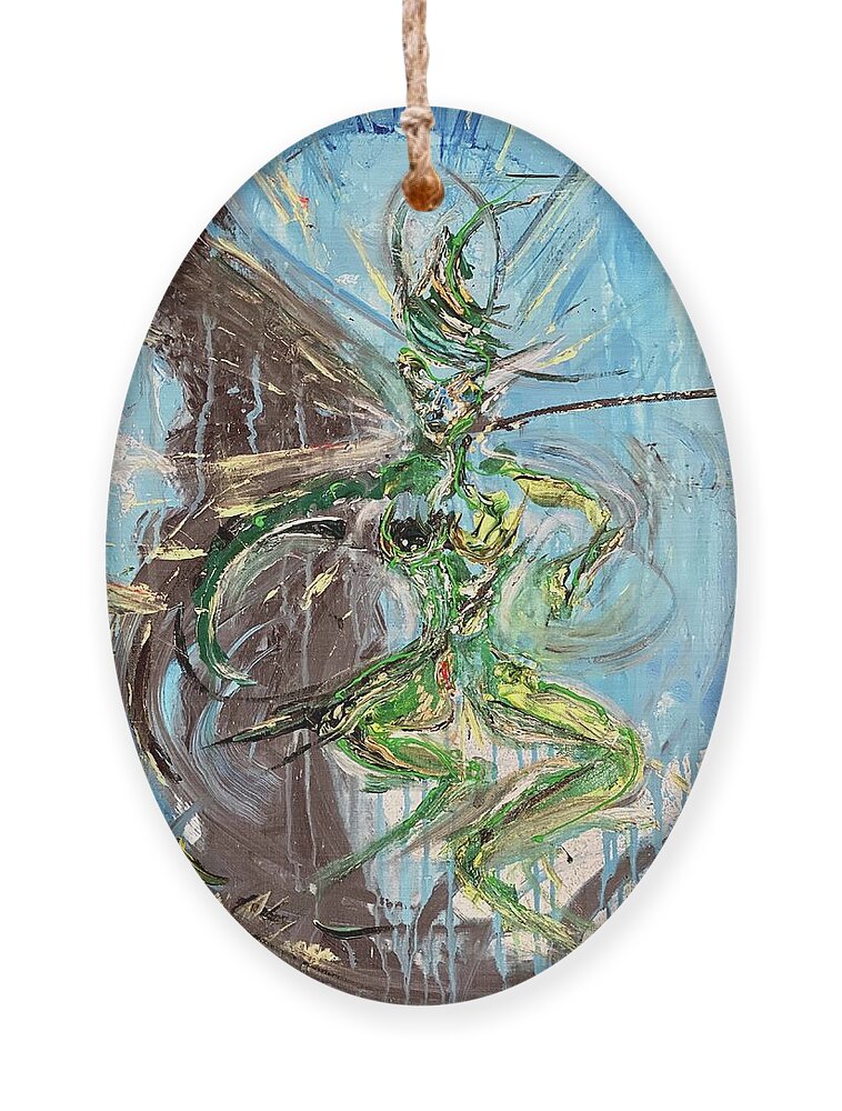 Green Tara Ornament featuring the painting Tara Ascendent by Bethany Beeler