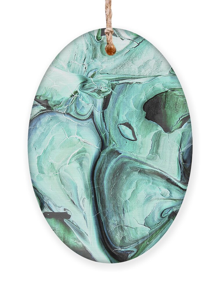  Ornament featuring the painting Teal Blue Swirl Textured Decorative Art III by Irina Sztukowski