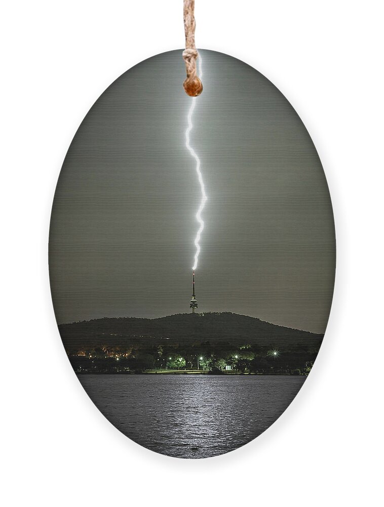 Lightning Ornament featuring the photograph Telstra Tower by Ari Rex