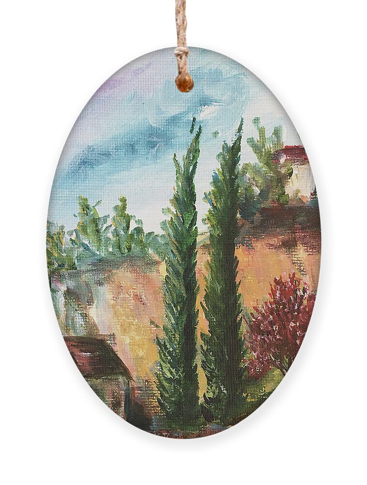 Temecula Ornament featuring the painting Temecula Cyprus by Roxy Rich