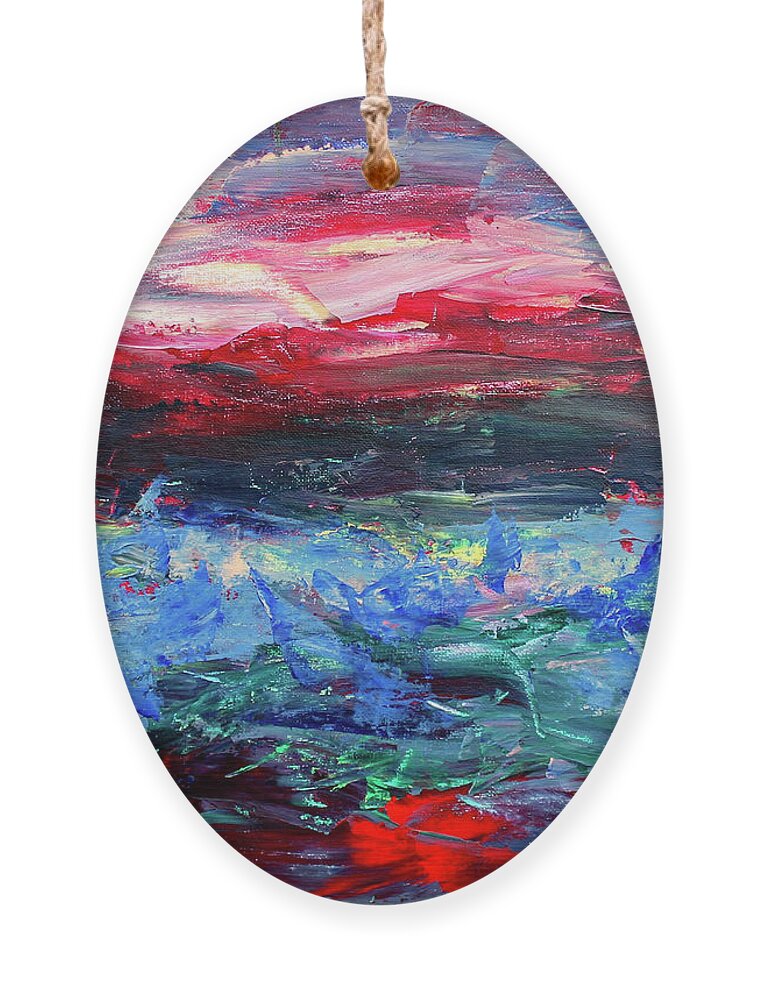 Ocean Ornament featuring the painting Tempest by Teresa Moerer