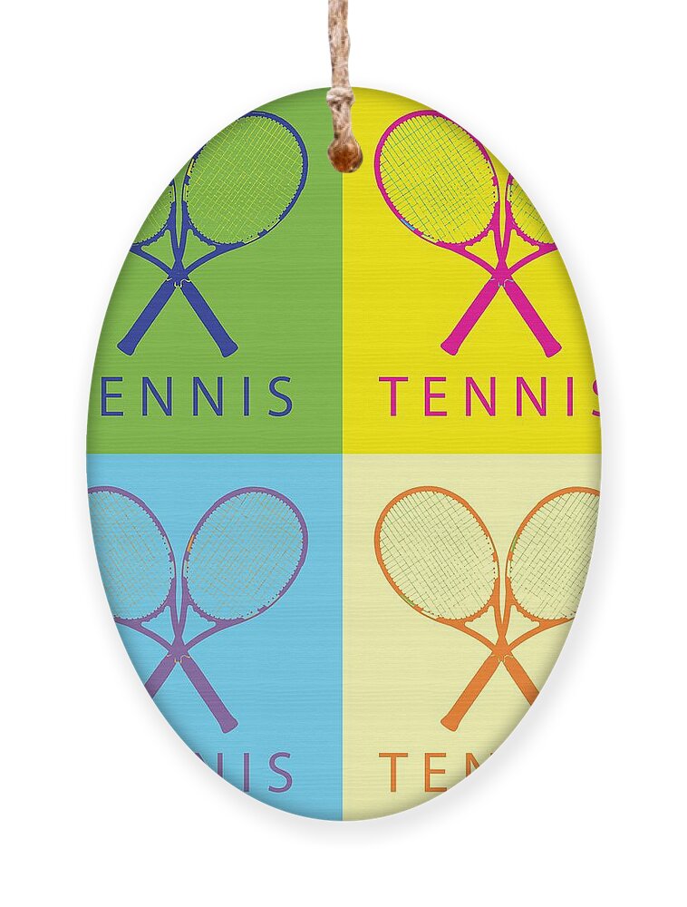 Tennis Pop Art Panels Ornament featuring the digital art Tennis Pop Art Panels by Dan Sproul