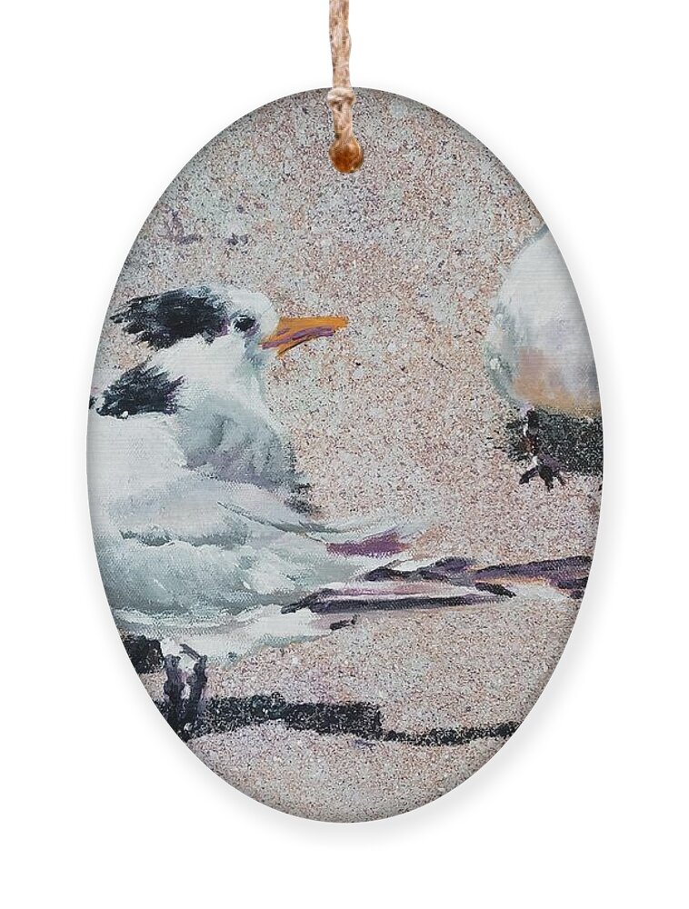Tern Ornament featuring the painting Tern Trio by Merana Cadorette