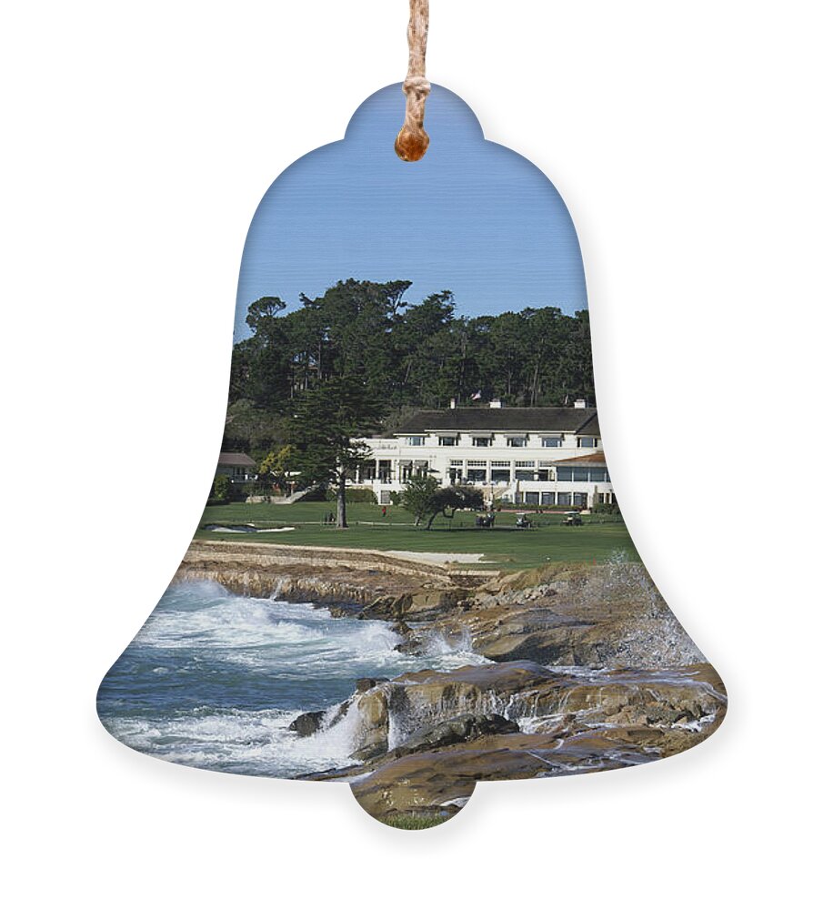 The 18th At Pebble Ornament featuring the photograph The 18th At Pebble Beach by Barbara Snyder