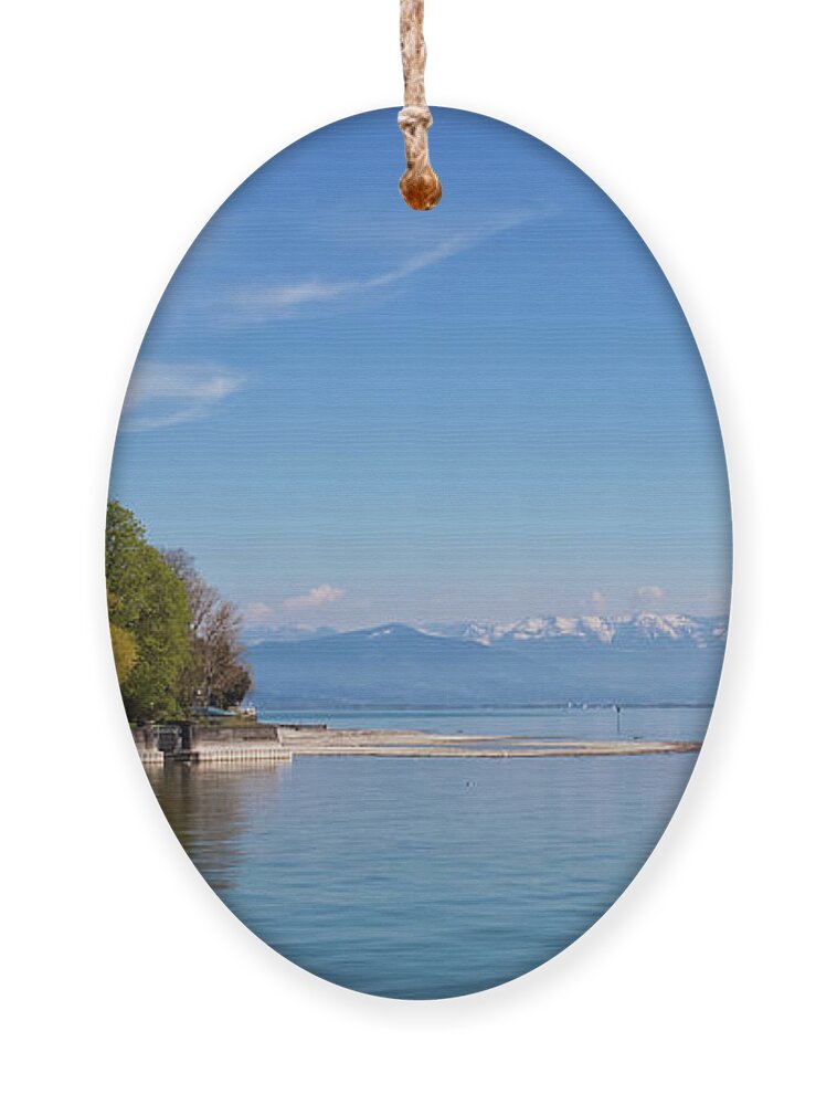 Lake Constance Ornament featuring the photograph The Alps across the lake Constance by Tatiana Travelways