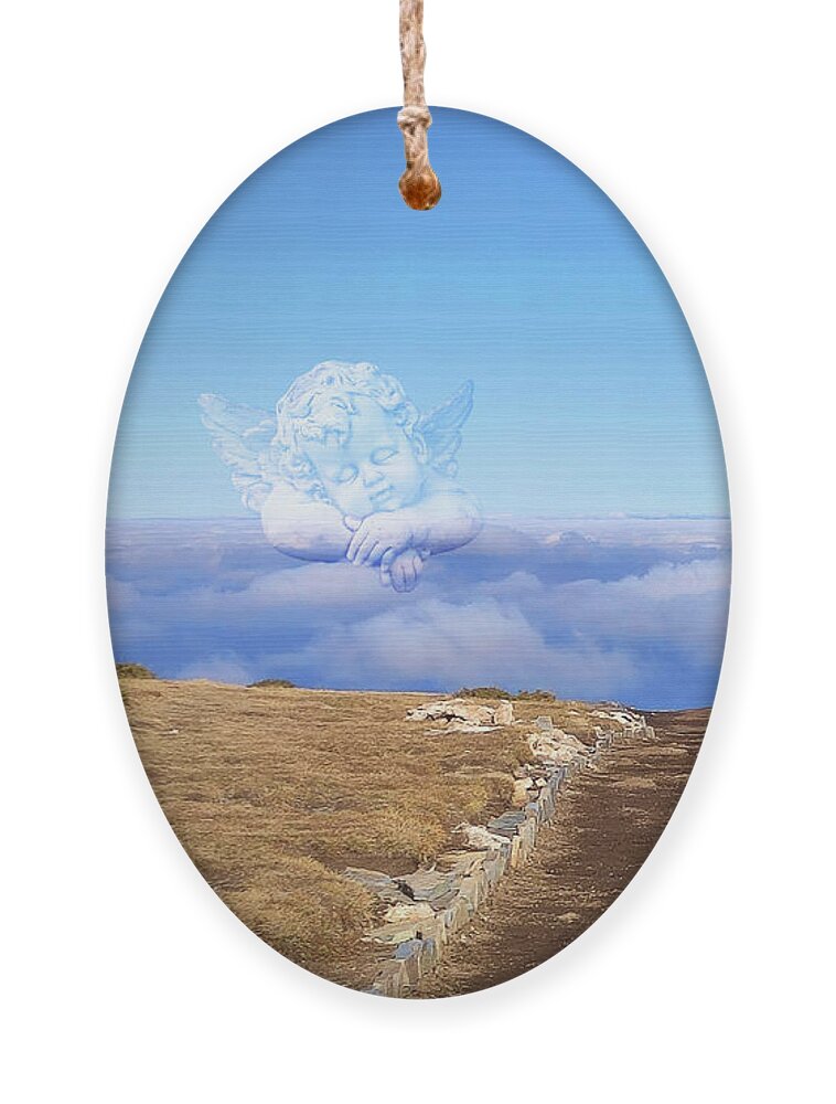 Angel Ornament featuring the mixed media Way to heaven by Binka Kirova