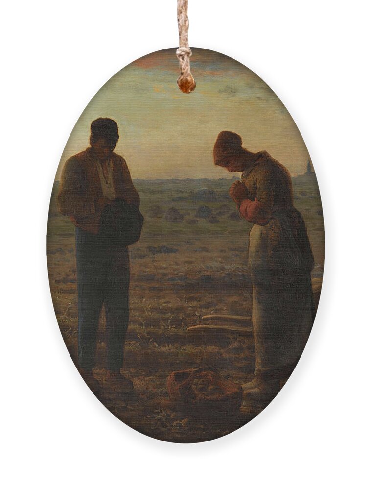 Jean-francois Millet Ornament featuring the painting The Angelus, 1859 by Jean-Francois Millet