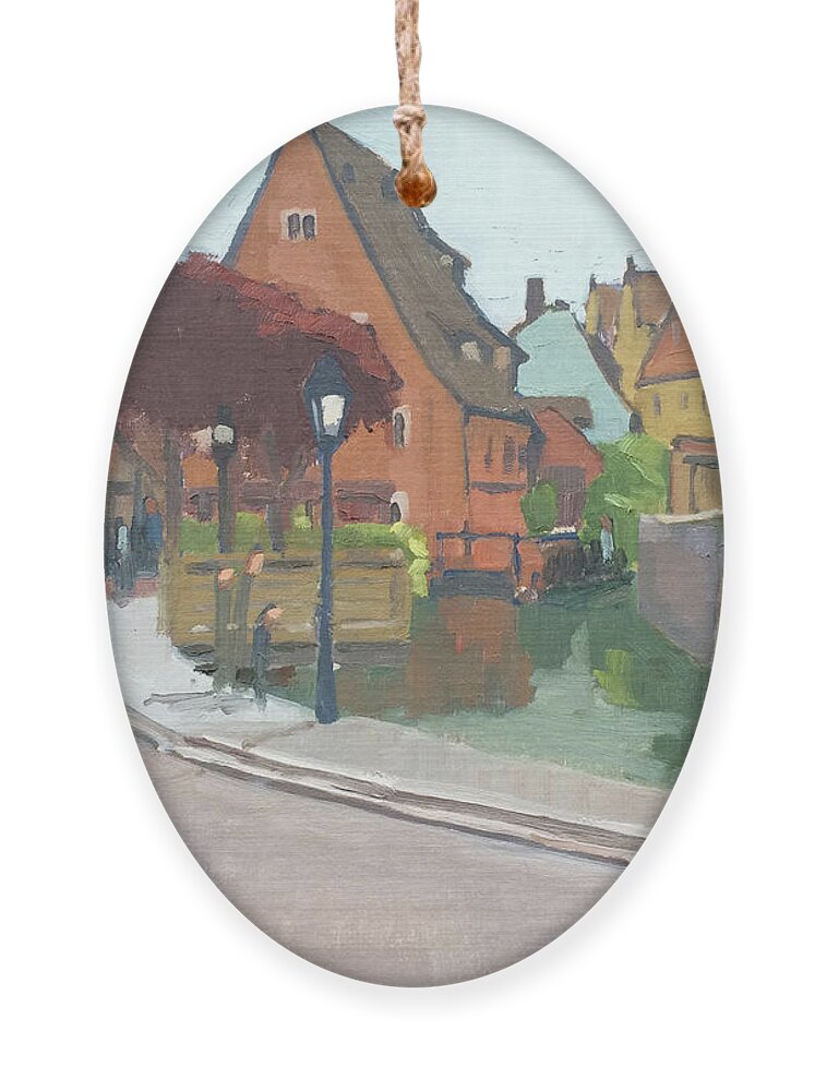 Canal Ornament featuring the painting The Canal of Colmar, France by Paul Strahm