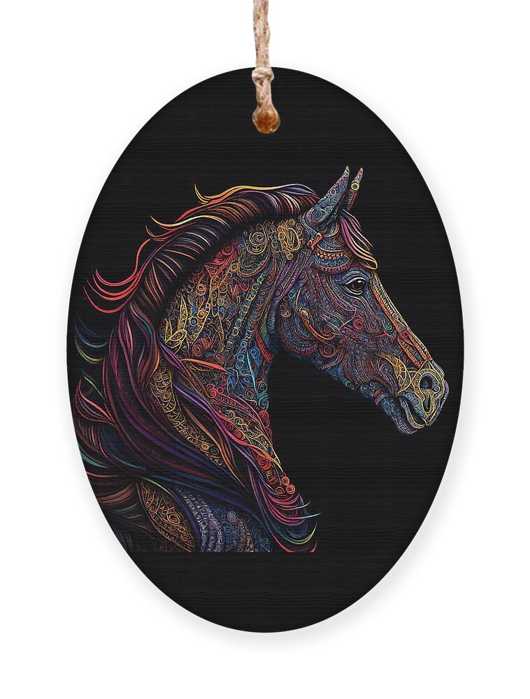 Horse Ornament featuring the digital art The Colorful Horse by Peggy Collins
