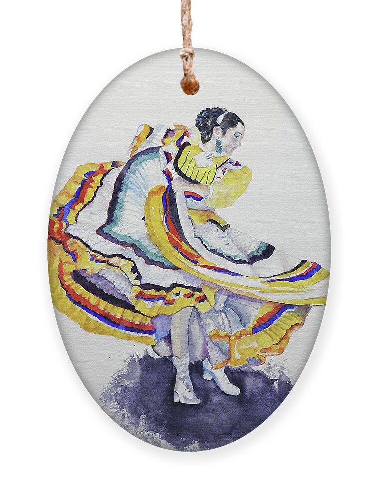 Ballet Folklorico Ornament featuring the painting The Dancer by Barbara F Johnson