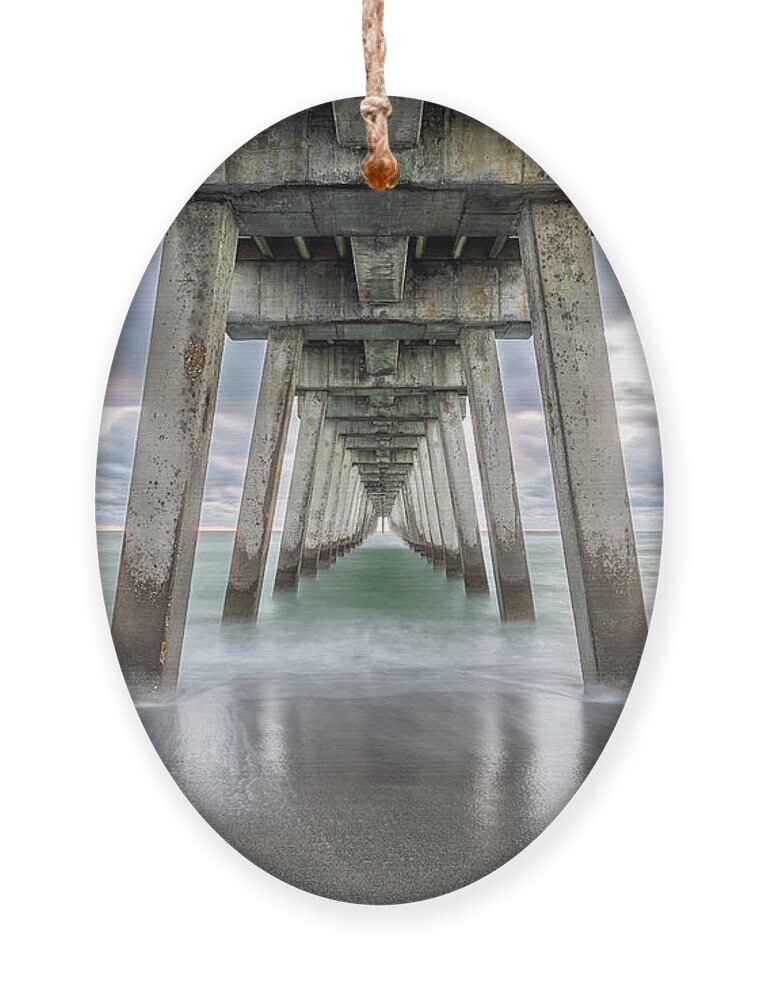 Venice Fishing Pier Ornament featuring the photograph The end of a beautiful day at Venice Fishing Pier by Rudy Wilms