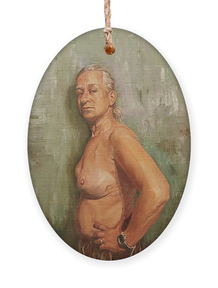Figure Ornament featuring the painting The Fighter by James Andrews