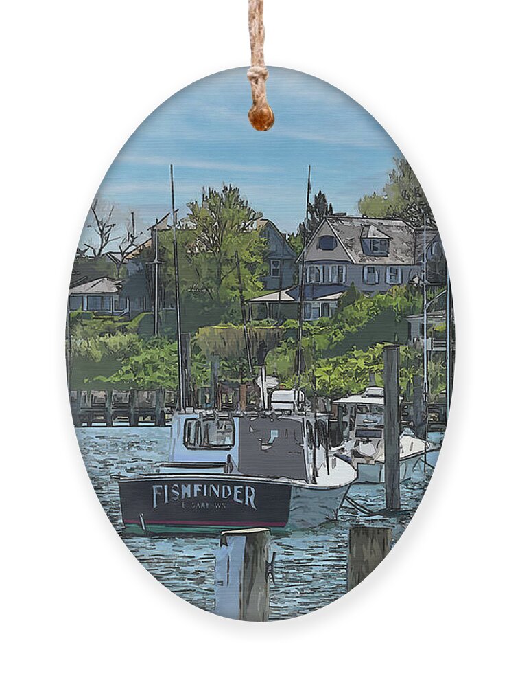 New-england Ornament featuring the digital art The Fishfinder by Kirt Tisdale