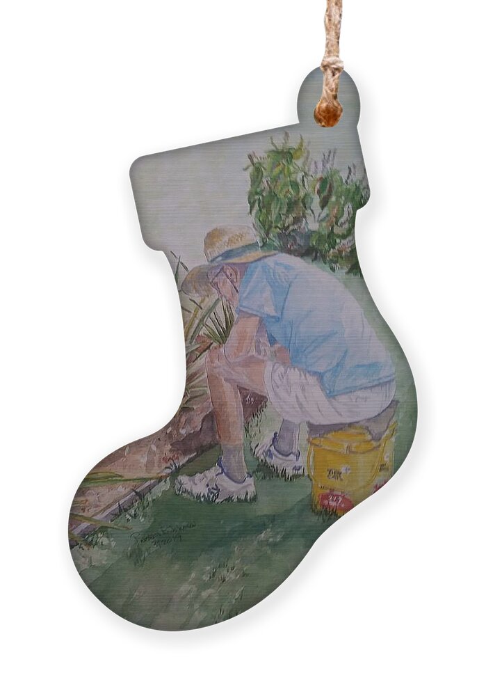 American Ornament featuring the painting The Gardener by Barbara F Johnson
