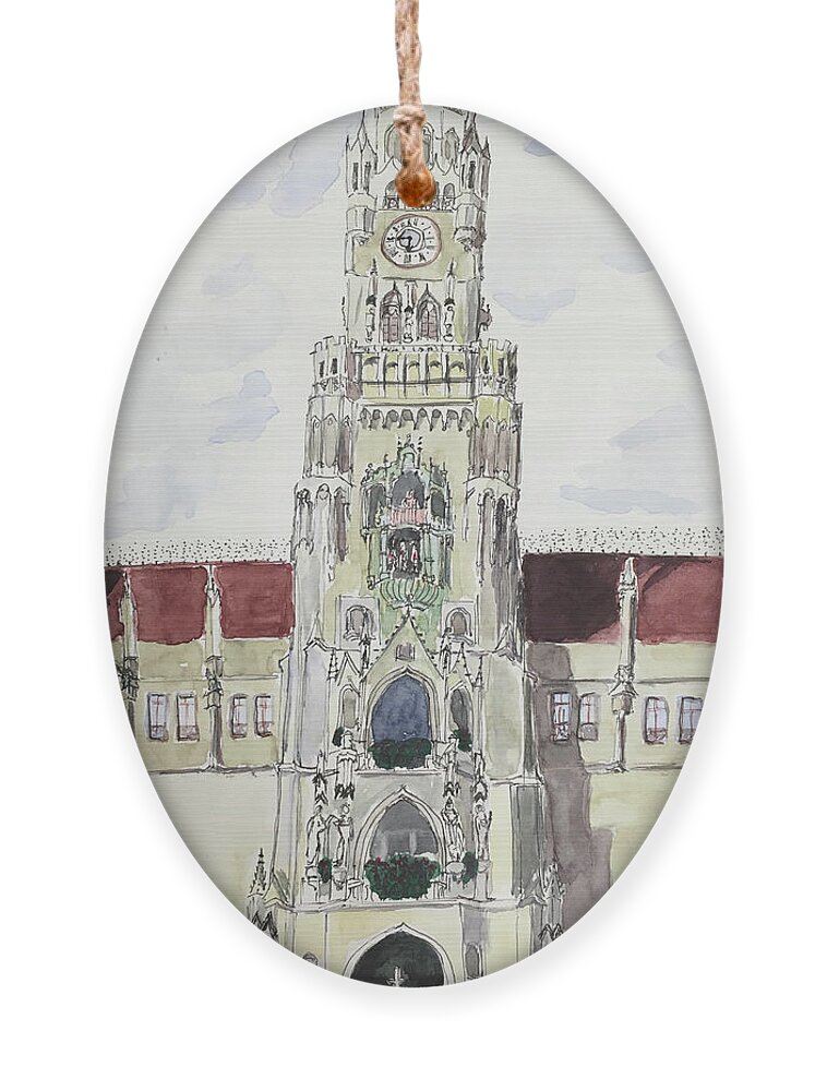 Rathaus Ornament featuring the painting The Glockenspiel by Tracy Hutchinson