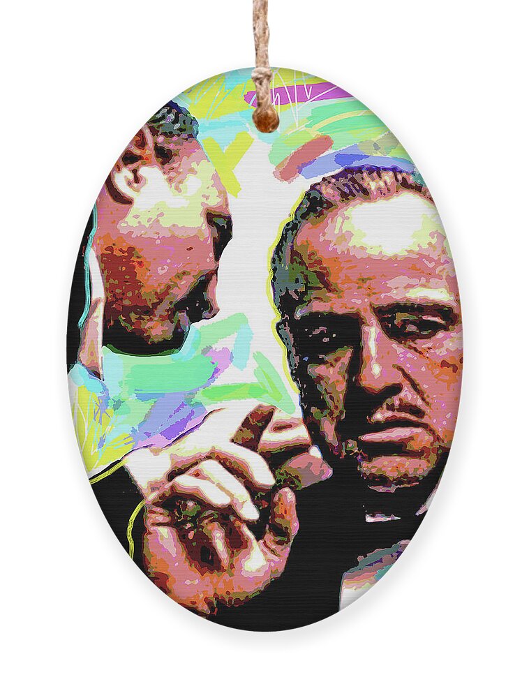 Movie Stars Ornament featuring the painting The Godfather - Marlon Brando by David Lloyd Glover