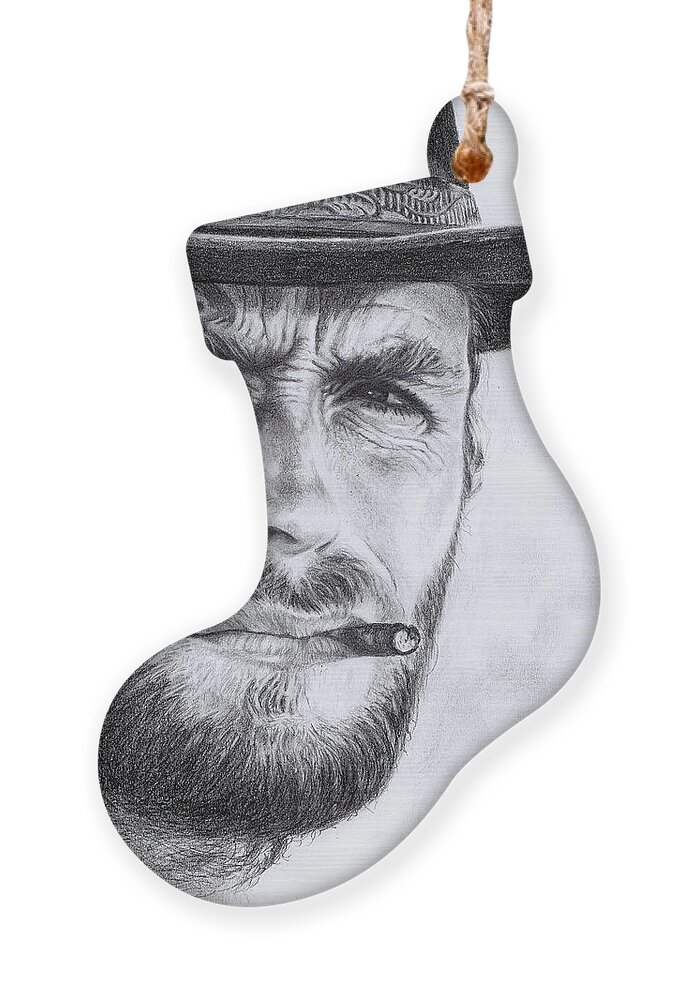 Clint Ornament featuring the drawing The Good by Elaine Berger