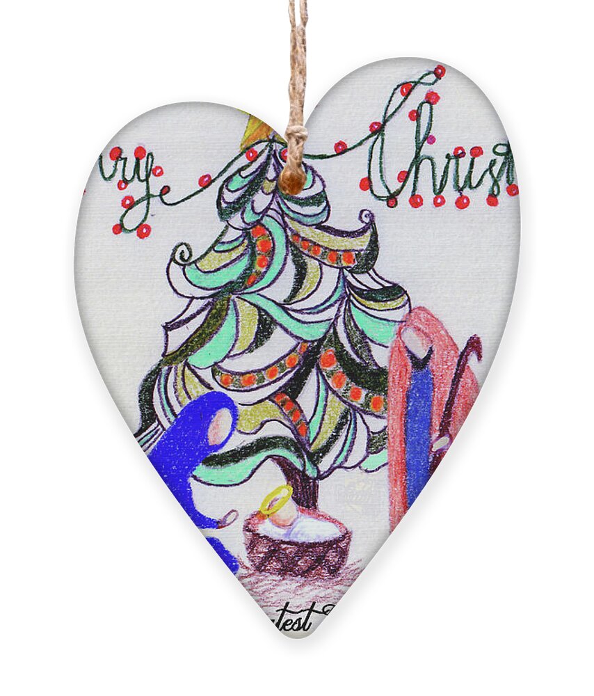 Christmas Ornament featuring the drawing The Greatest Gift of All by Quwatha Valentine