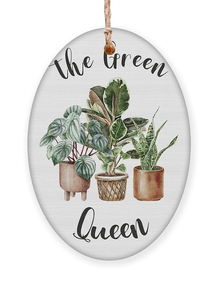 Plant Mom Ornament featuring the digital art The Green Queen by Sambel Pedes