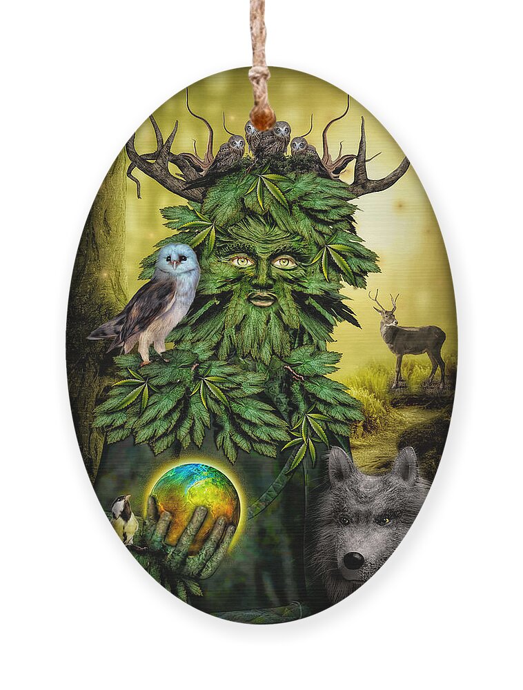 Greenman Ornament featuring the digital art The Greenman by Diana Haronis