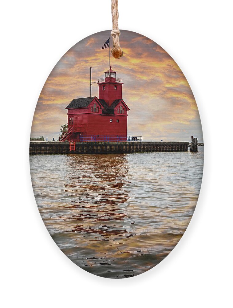 Lighthouse Ornament featuring the photograph The Holland Harbor Lighthouse by Debra and Dave Vanderlaan