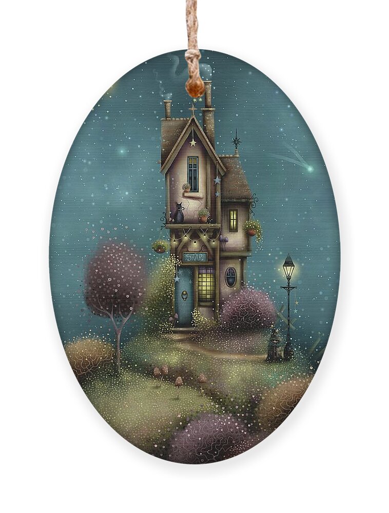 Magic House Ornament featuring the painting The House of a Thousand Stars by Joe Gilronan