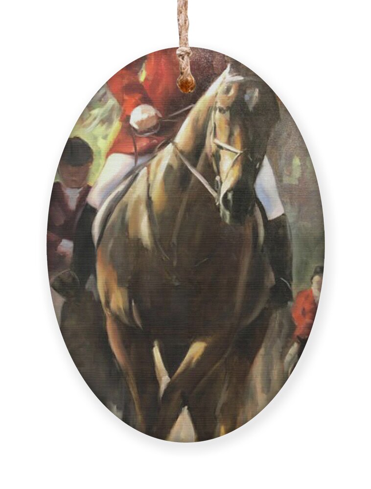 Horse Ornament featuring the painting The hunt master by Susan Bradbury